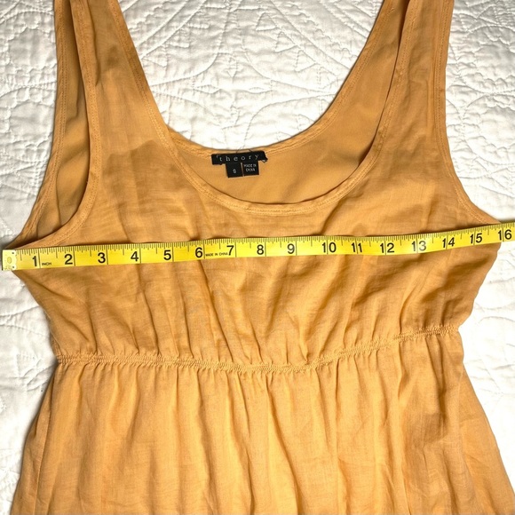 Theory Tiered Ruffle Empire Waist Cotton & Silk Midi Size S Light Apricot - Picture 13 of 15